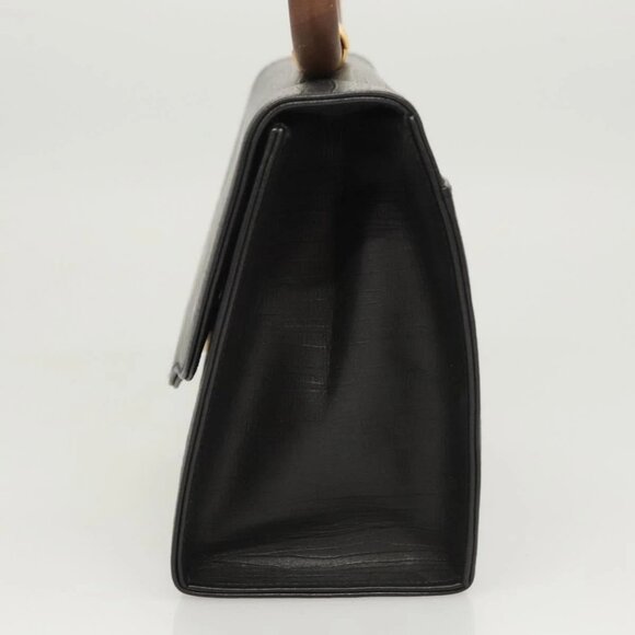 BALLY Hand Bag Leather Black Gold Auth 126005 - Picture 3 of 16